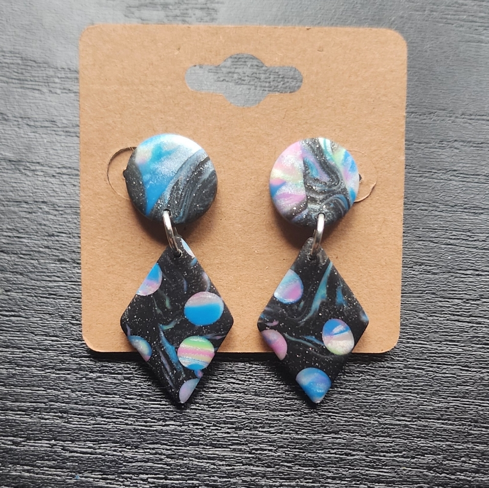 Black Glitter Clay Earrings
